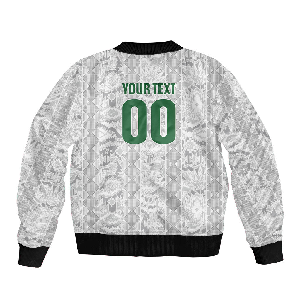 South Africa Indebe Yomhlaba Custom Bomber Jacket Ndebele Art White Edition