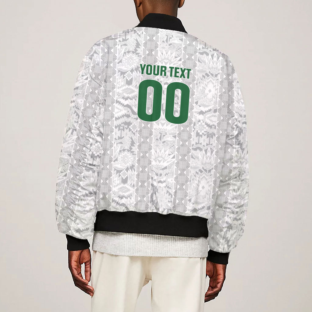 South Africa Indebe Yomhlaba Custom Bomber Jacket Ndebele Art White Edition