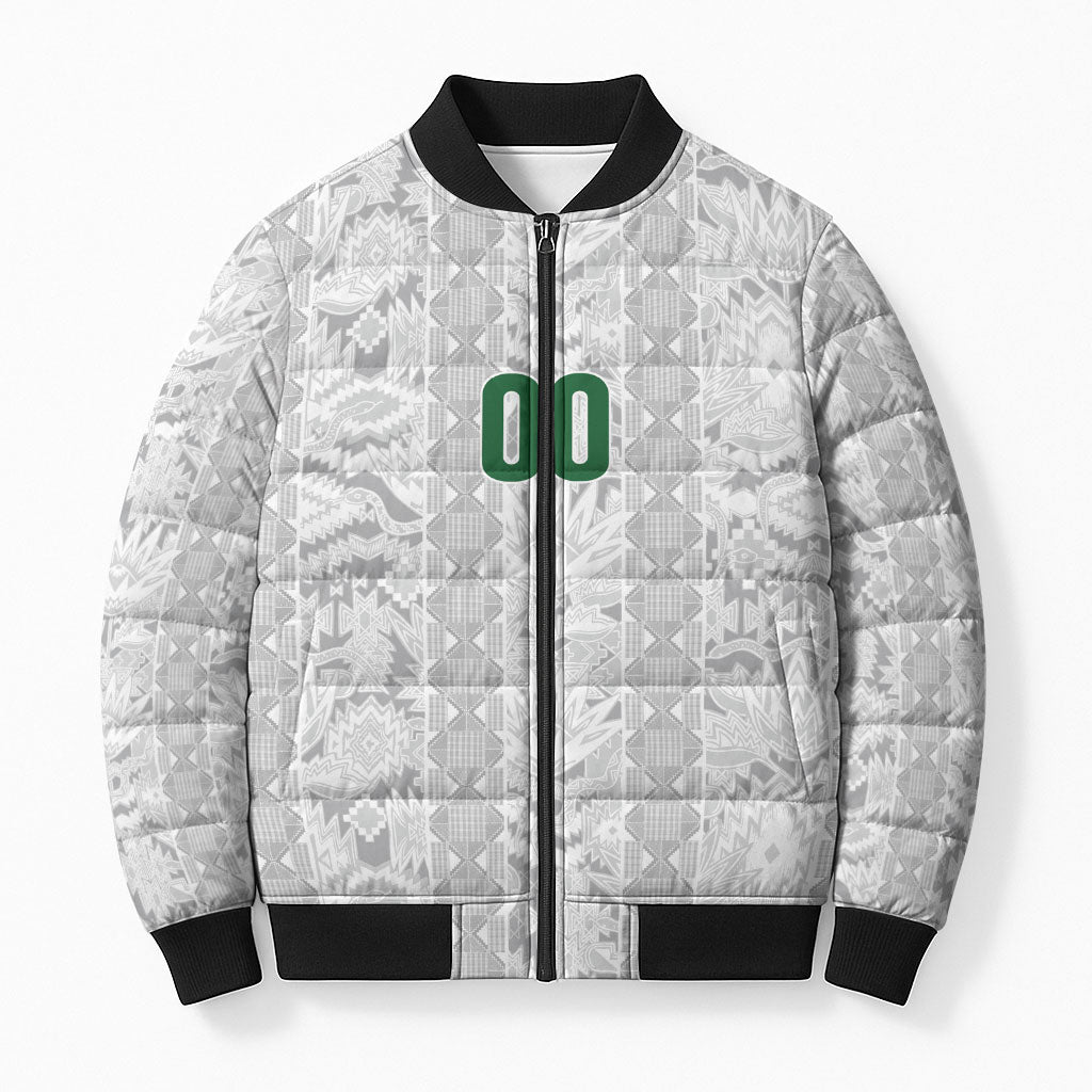 South Africa Indebe Yomhlaba Custom Bomber Puffer Jacket Ndebele Art White Edition