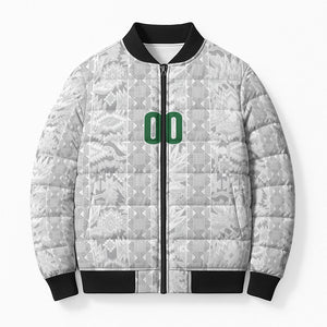 South Africa Indebe Yomhlaba Custom Bomber Puffer Jacket Ndebele Art White Edition