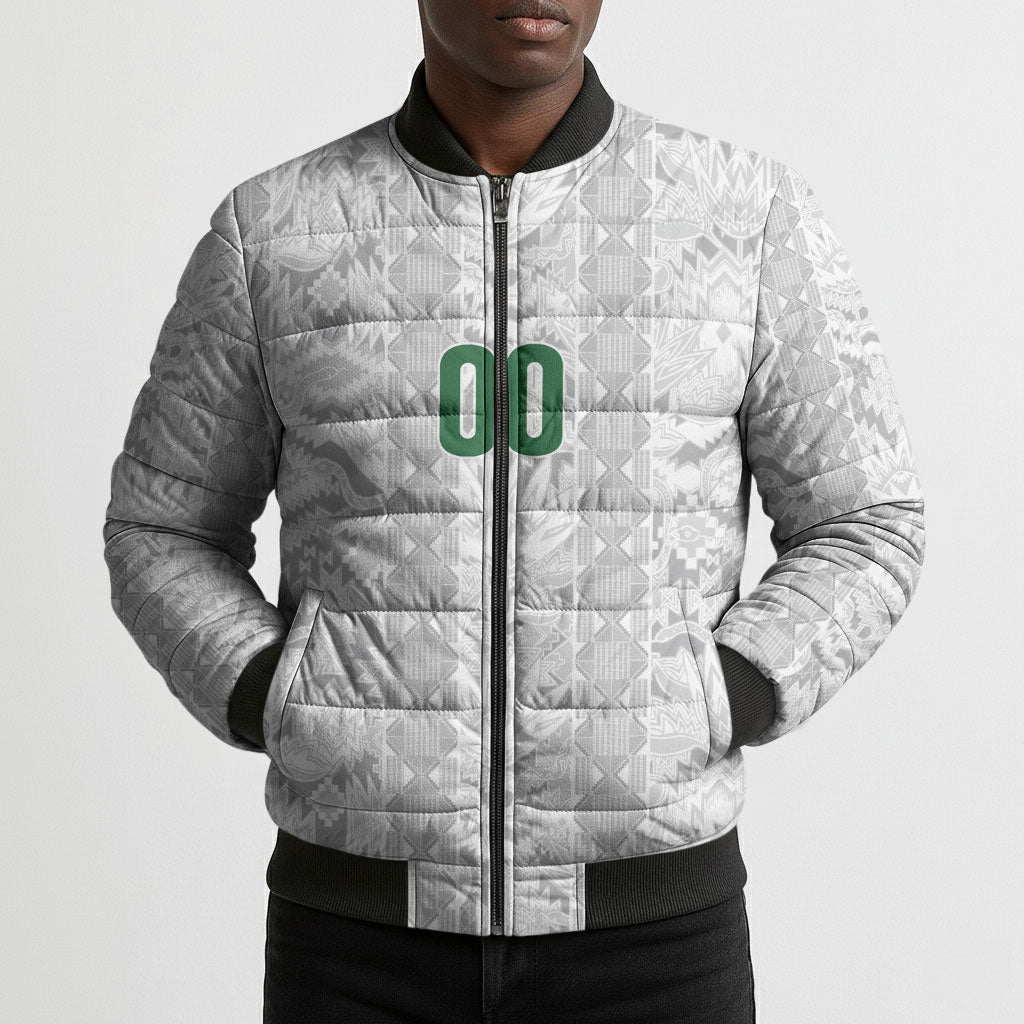 South Africa Indebe Yomhlaba Custom Bomber Puffer Jacket Ndebele Art White Edition