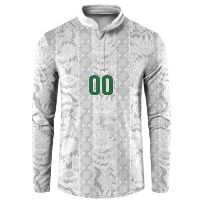 South Africa Indebe Yomhlaba Custom Button Sweatshirt Ndebele Art White Edition
