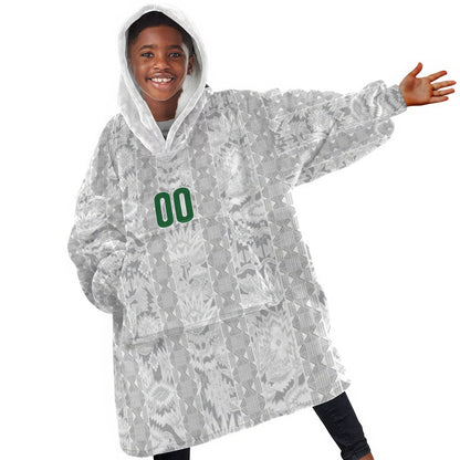 South Africa Indebe Yomhlaba Custom Kid Wearable Blanket Hoodie Ndebele Art White Edition