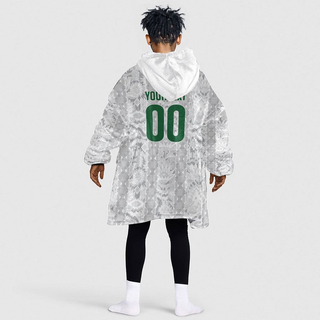 South Africa Indebe Yomhlaba Custom Kid Wearable Blanket Hoodie Ndebele Art White Edition