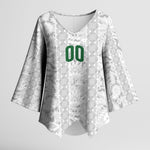 South Africa Indebe Yomhlaba Custom Kimono Sleeve Blouse Ndebele Art White Edition