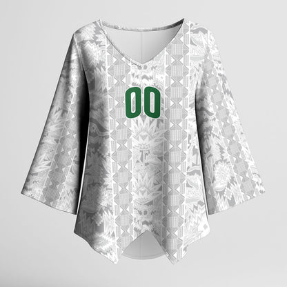 South Africa Indebe Yomhlaba Custom Kimono Sleeve Blouse Ndebele Art White Edition