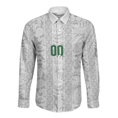 South Africa Indebe Yomhlaba Custom Long Sleeve Button Shirt Ndebele Art White Edition