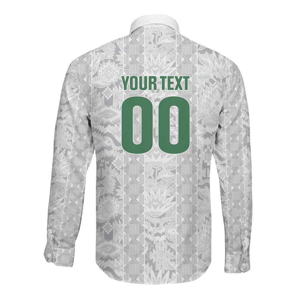 South Africa Indebe Yomhlaba Custom Long Sleeve Button Shirt Ndebele Art White Edition