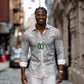 South Africa Indebe Yomhlaba Custom Long Sleeve Button Shirt Ndebele Art White Edition