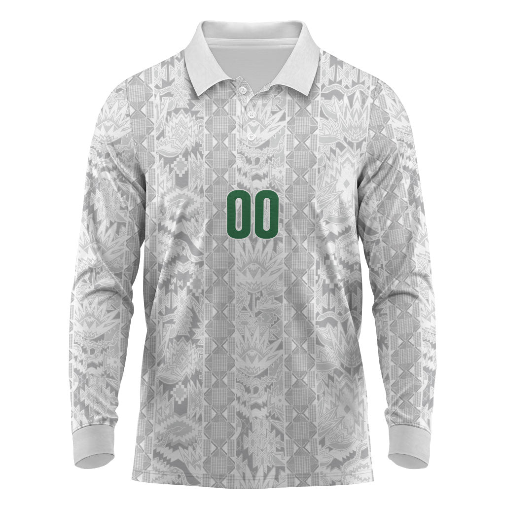 South Africa Indebe Yomhlaba Custom Long Sleeve Polo Shirt Ndebele Art White Edition