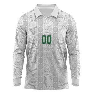 South Africa Indebe Yomhlaba Custom Long Sleeve Polo Shirt Ndebele Art White Edition