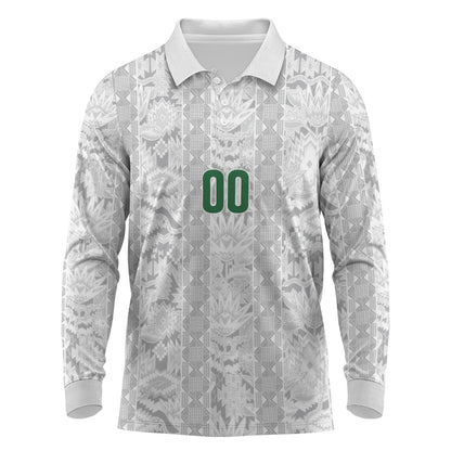 South Africa Indebe Yomhlaba Custom Long Sleeve Polo Shirt Ndebele Art White Edition
