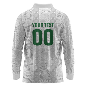South Africa Indebe Yomhlaba Custom Long Sleeve Polo Shirt Ndebele Art White Edition