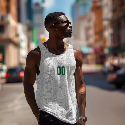 South Africa Indebe Yomhlaba Custom Men Tank Top Ndebele Art White Edition