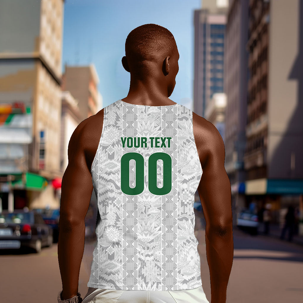 South Africa Indebe Yomhlaba Custom Men Tank Top Ndebele Art White Edition