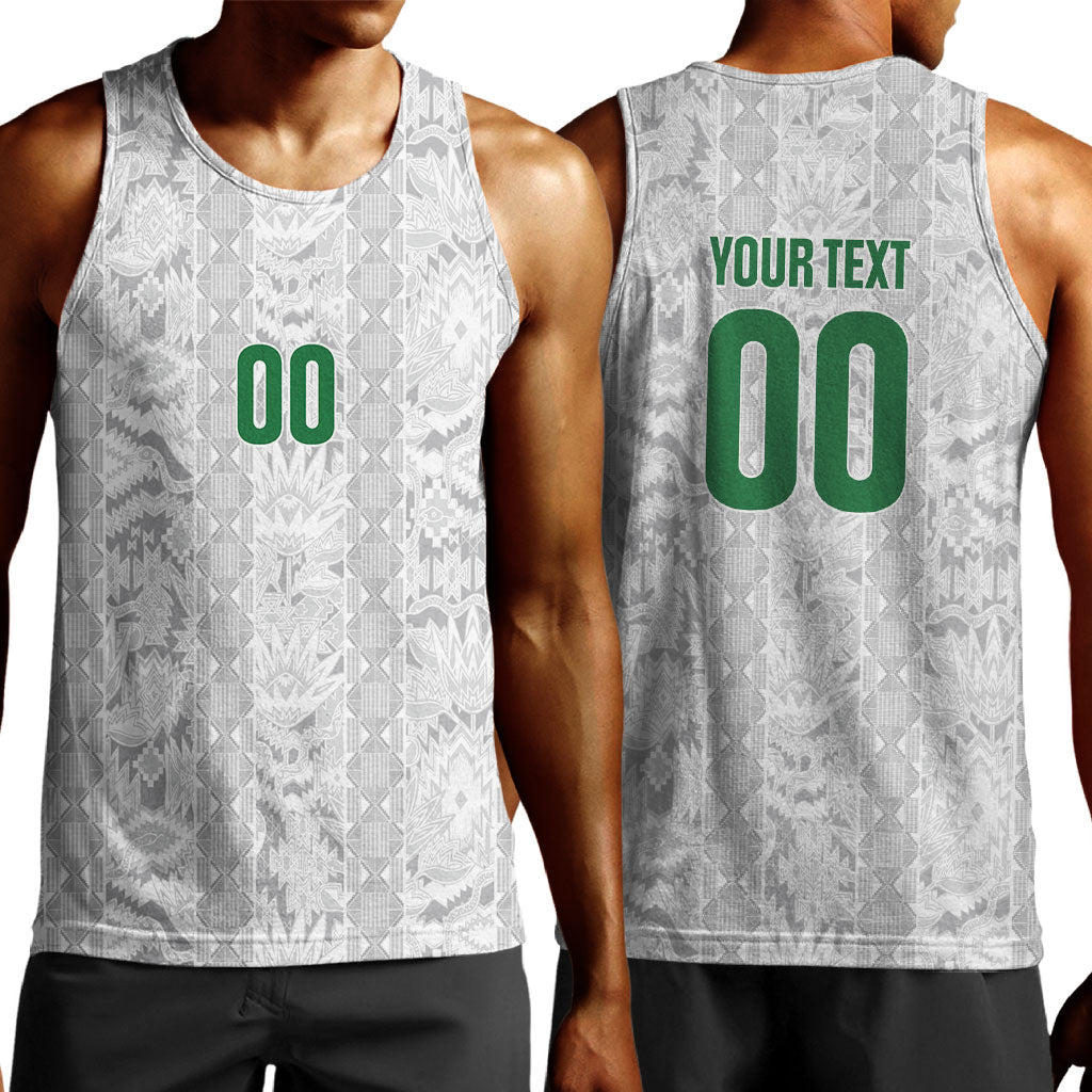 South Africa Indebe Yomhlaba Custom Men Tank Top Ndebele Art White Edition