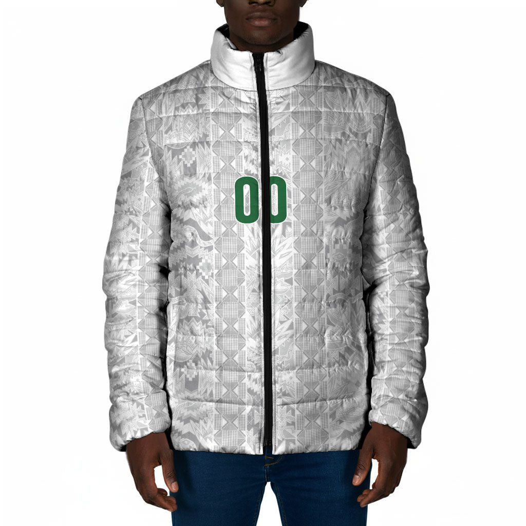South Africa Indebe Yomhlaba Custom Padded Jacket Ndebele Art White Edition