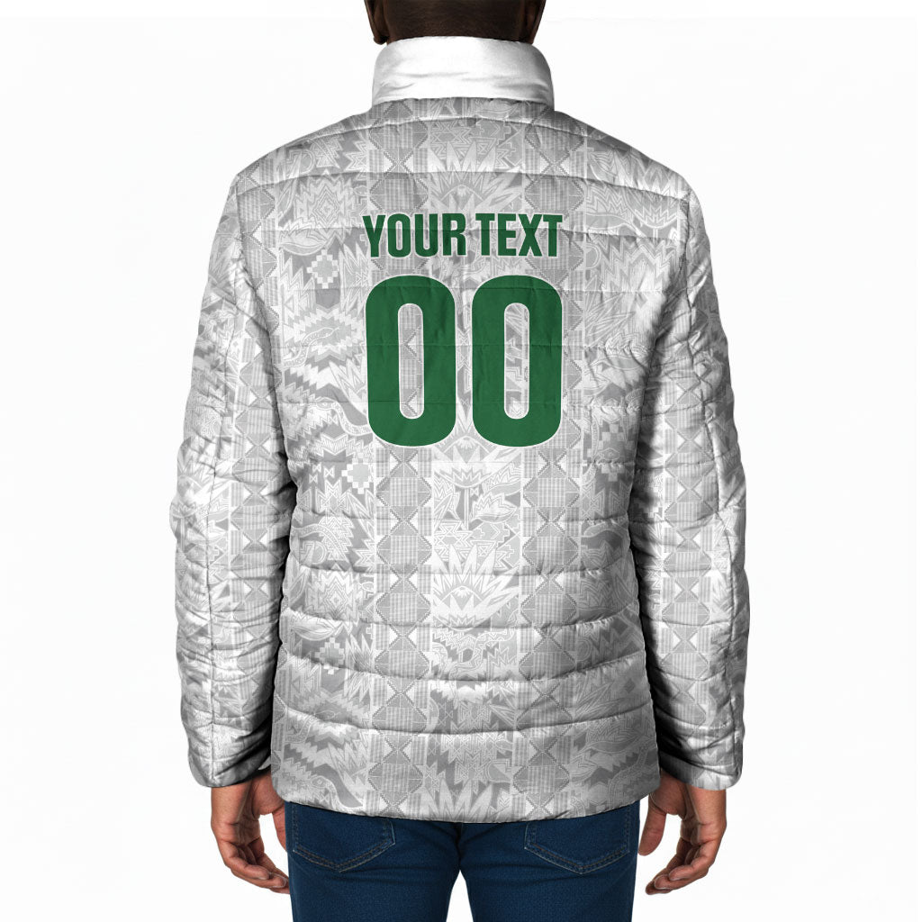 South Africa Indebe Yomhlaba Custom Padded Jacket Ndebele Art White Edition