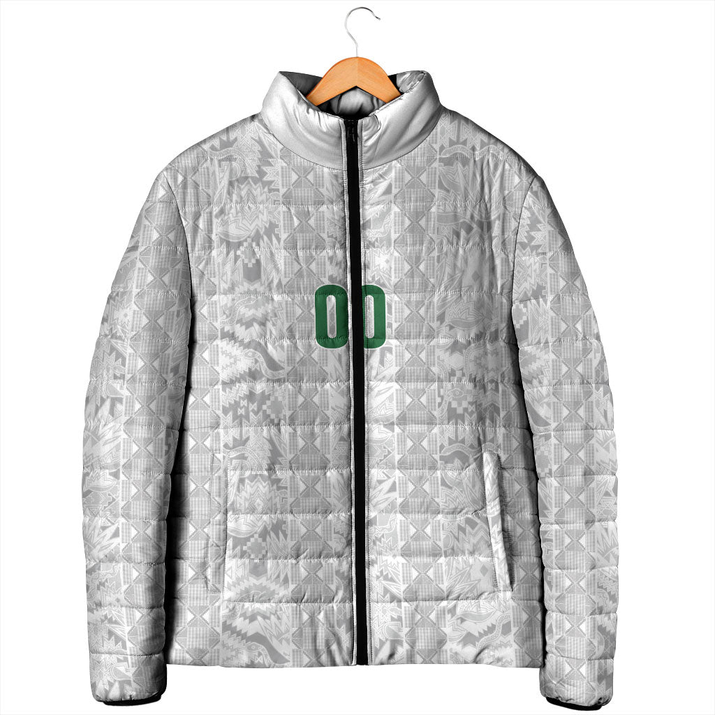 South Africa Indebe Yomhlaba Custom Padded Jacket Ndebele Art White Edition