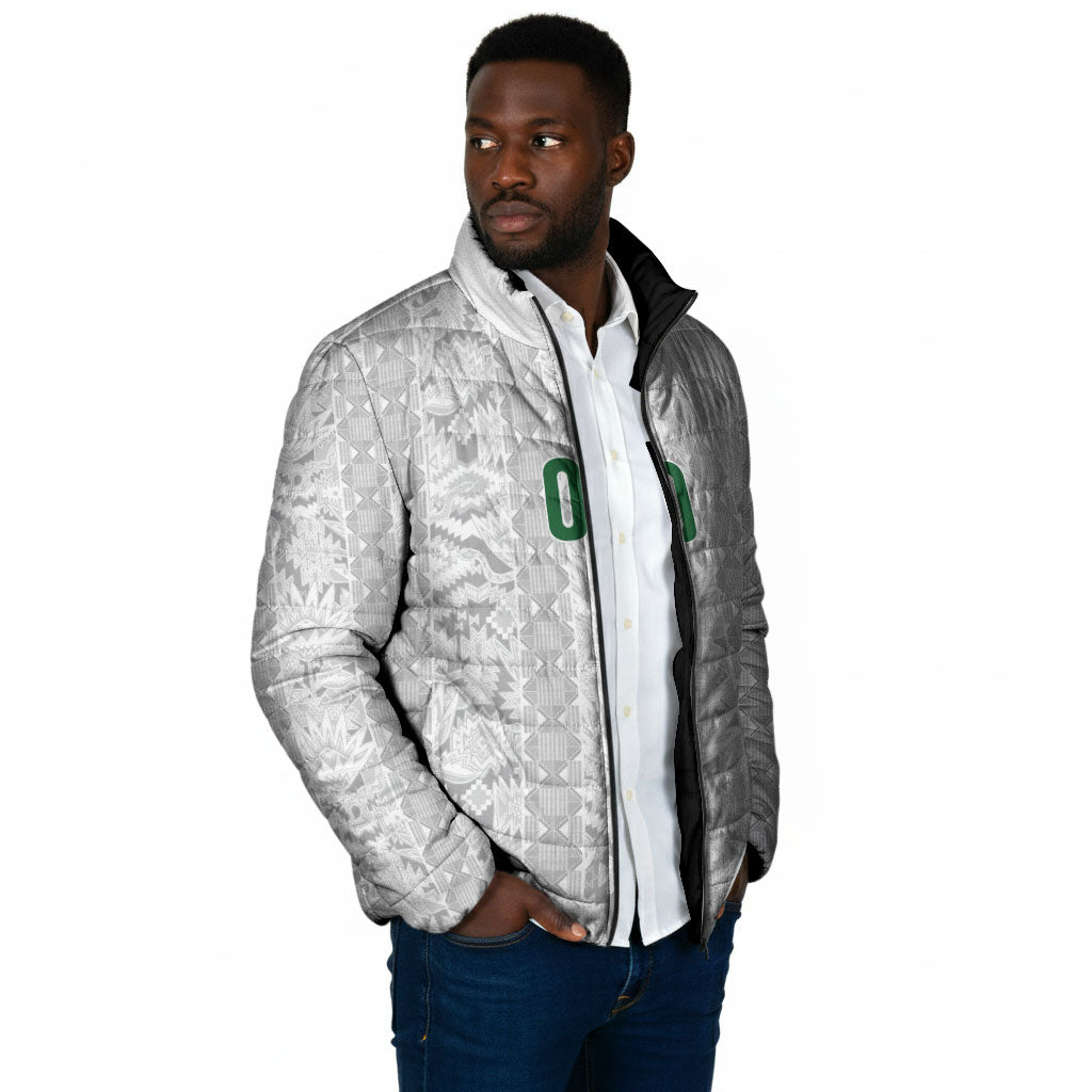 South Africa Indebe Yomhlaba Custom Padded Jacket Ndebele Art White Edition