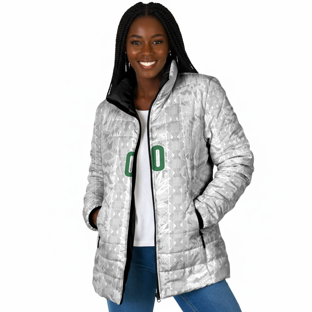 South Africa Indebe Yomhlaba Custom Padded Jacket Ndebele Art White Edition