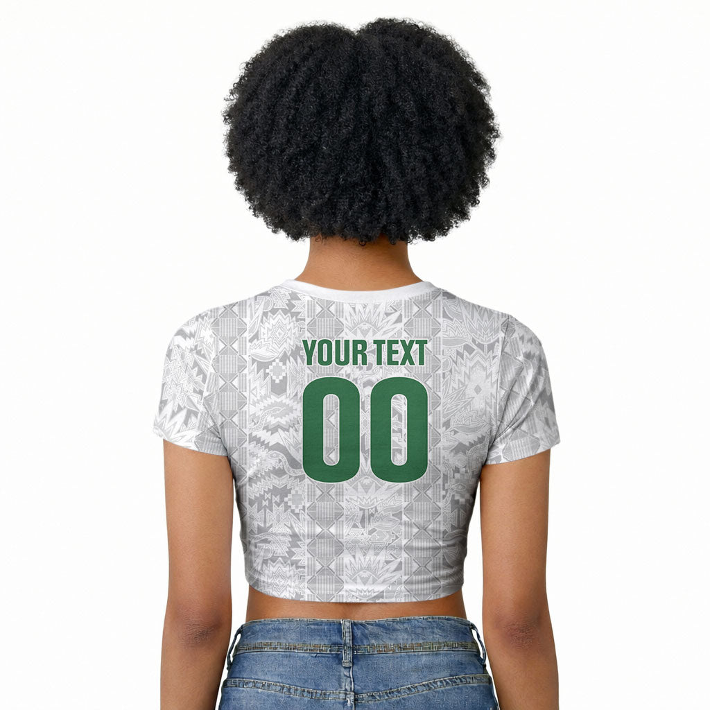 South Africa Indebe Yomhlaba Custom Raglan Cropped T shirt Ndebele Art White Edition
