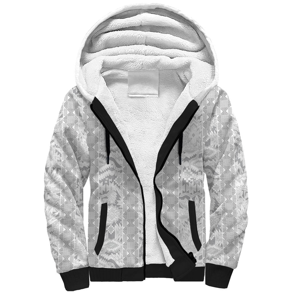 South Africa Indebe Yomhlaba Custom Sherpa Hoodie Ndebele Art White Edition