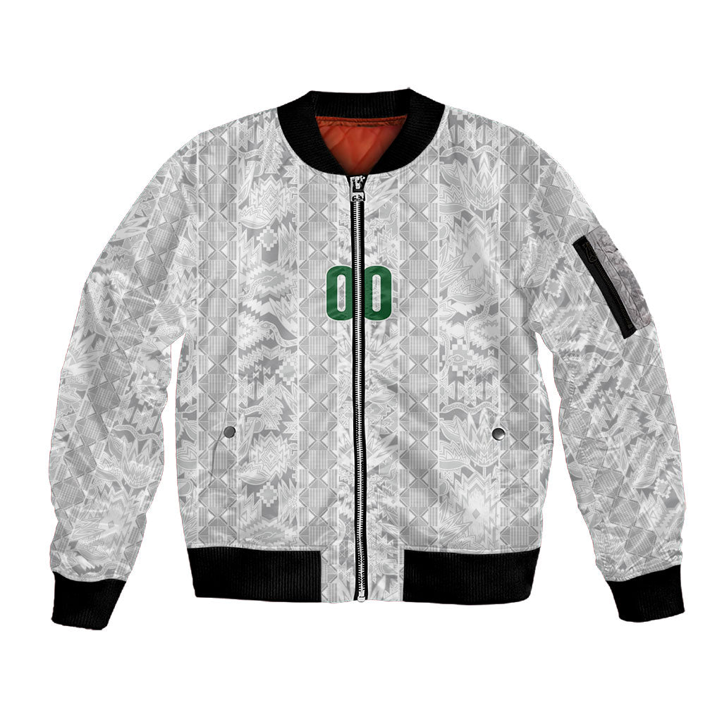 South Africa Indebe Yomhlaba Custom Sleeve Zip Bomber Jacket Ndebele Art White Edition
