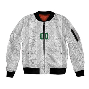 South Africa Indebe Yomhlaba Custom Sleeve Zip Bomber Jacket Ndebele Art White Edition