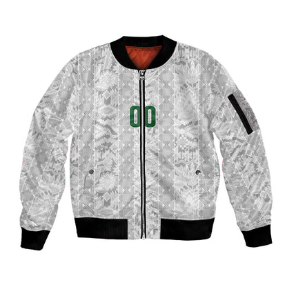 South Africa Indebe Yomhlaba Custom Sleeve Zip Bomber Jacket Ndebele Art White Edition