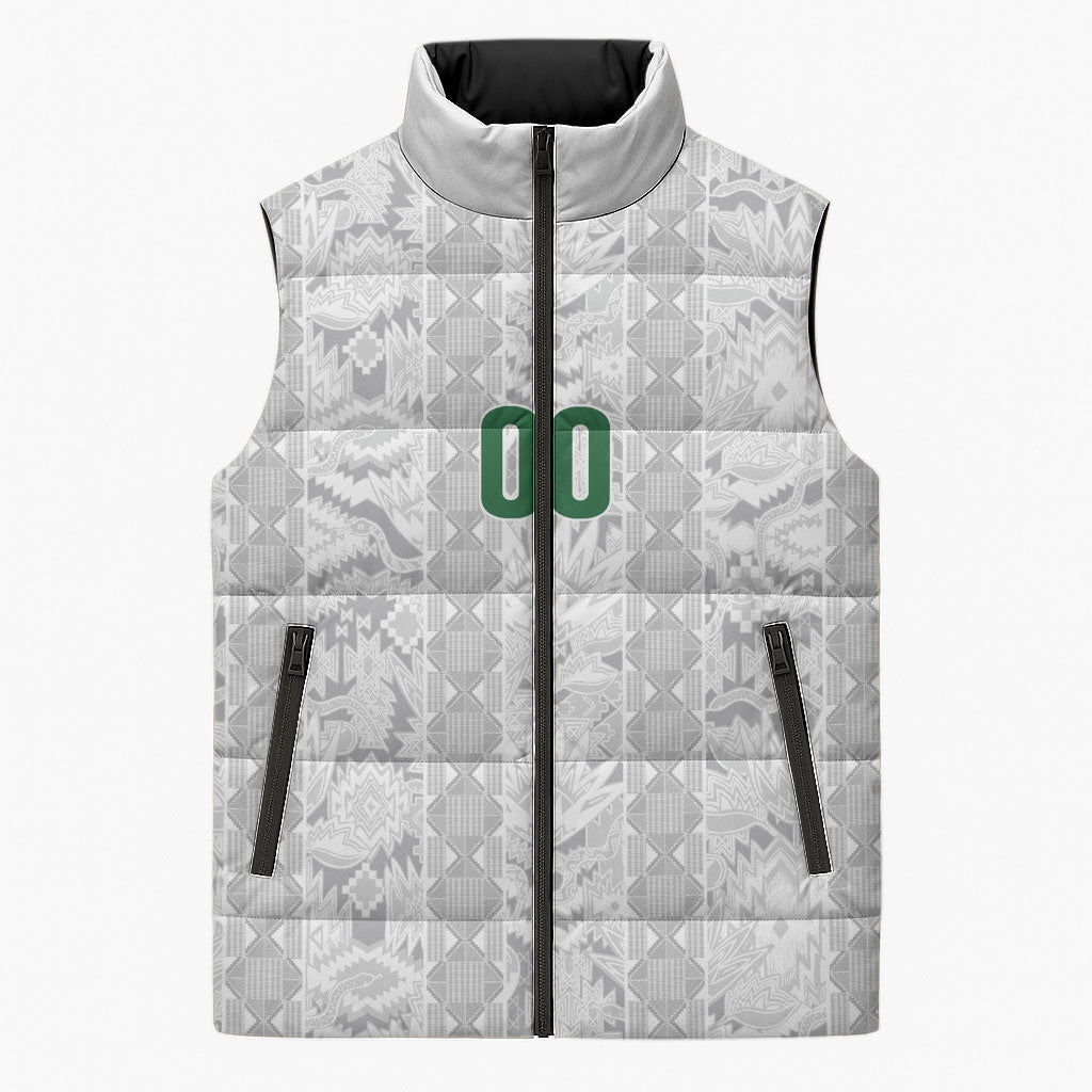 South Africa Indebe Yomhlaba Custom Sleeveless Puffer Jacket Ndebele Art White Edition