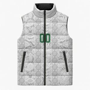 South Africa Indebe Yomhlaba Custom Sleeveless Puffer Jacket Ndebele Art White Edition