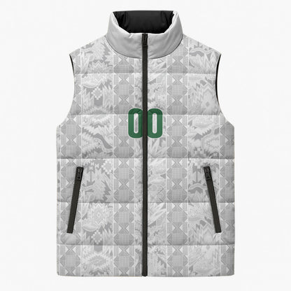 South Africa Indebe Yomhlaba Custom Sleeveless Puffer Jacket Ndebele Art White Edition