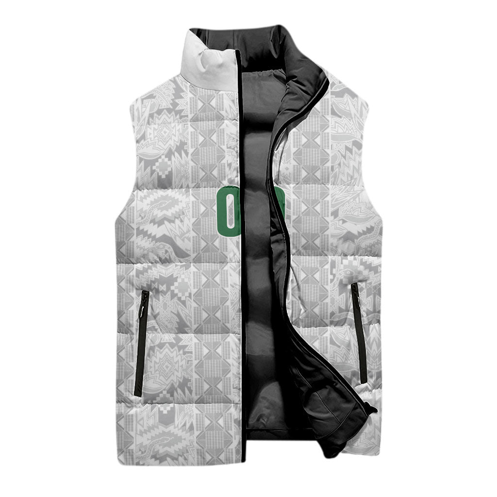 South Africa Indebe Yomhlaba Custom Sleeveless Puffer Jacket Ndebele Art White Edition