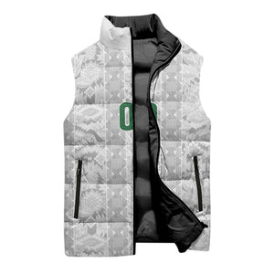 South Africa Indebe Yomhlaba Custom Sleeveless Puffer Jacket Ndebele Art White Edition