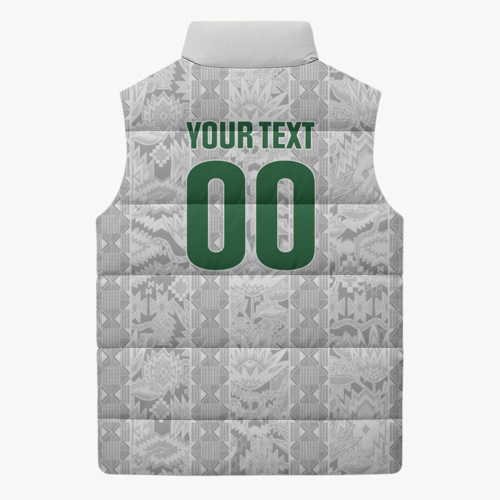 South Africa Indebe Yomhlaba Custom Sleeveless Puffer Jacket Ndebele Art White Edition