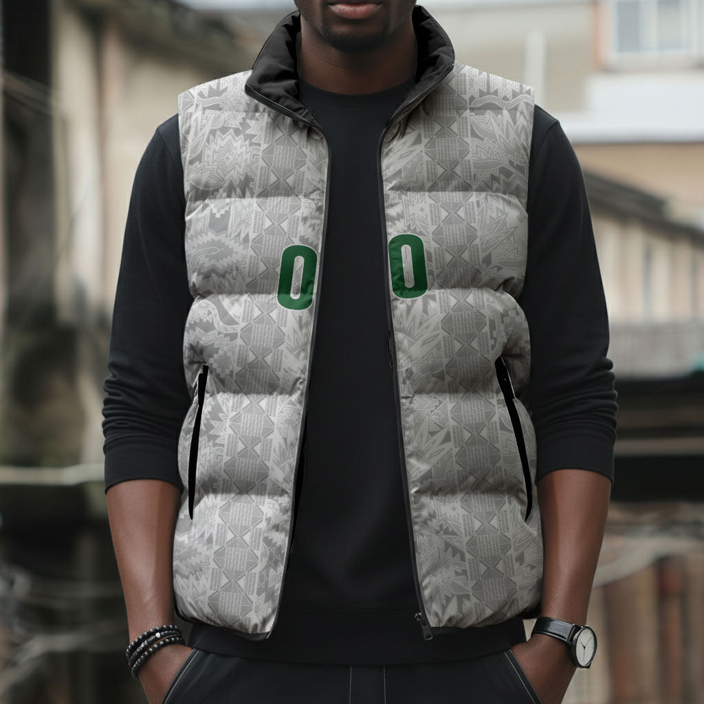 South Africa Indebe Yomhlaba Custom Sleeveless Puffer Jacket Ndebele Art White Edition