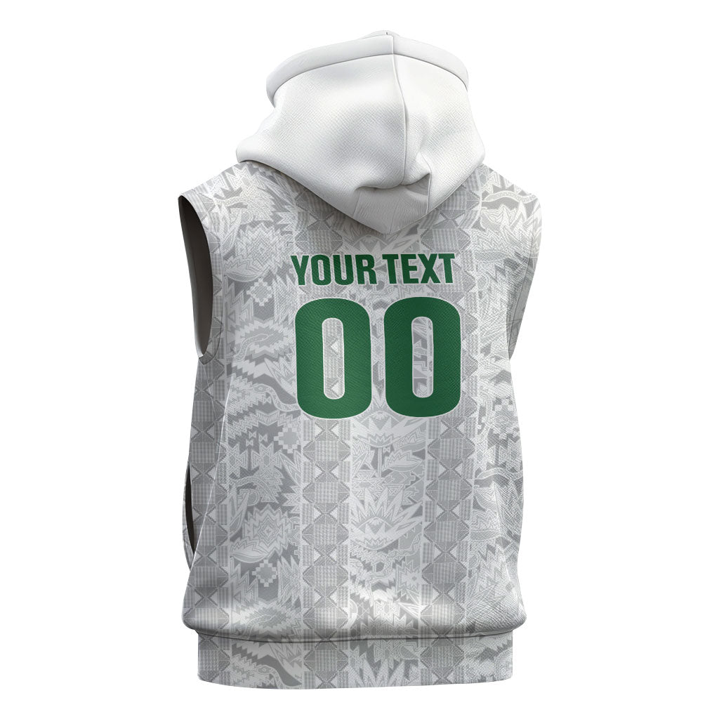 South Africa Indebe Yomhlaba Custom Sleeveless Zip Hoodie Ndebele Art White Edition