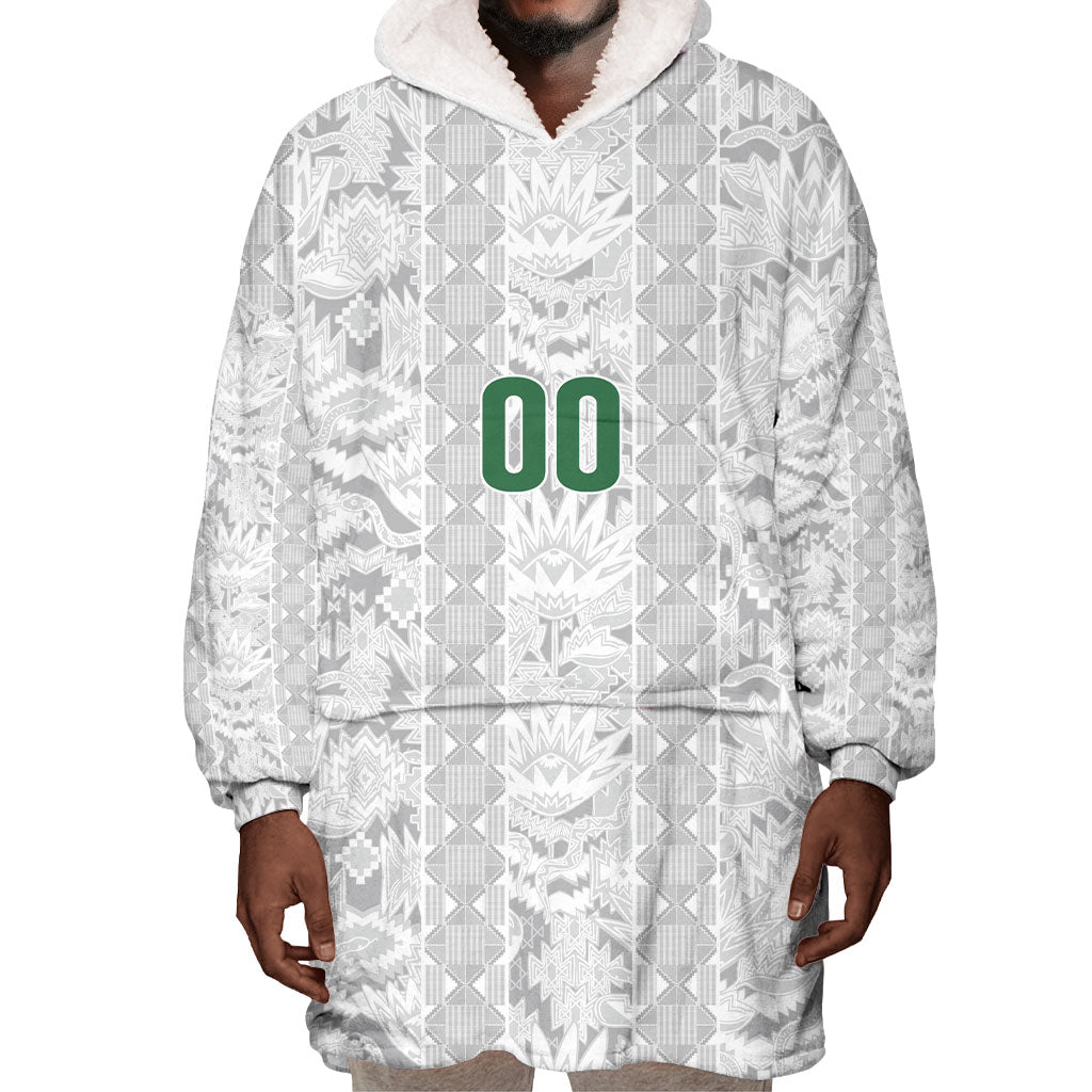 South Africa Indebe Yomhlaba Custom Wearable Blanket Hoodie Ndebele Art White Edition