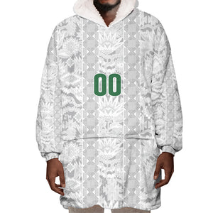 South Africa Indebe Yomhlaba Custom Wearable Blanket Hoodie Ndebele Art White Edition