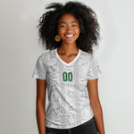 South Africa Indebe Yomhlaba Custom Women V-Neck T-Shirt Ndebele Art White Edition