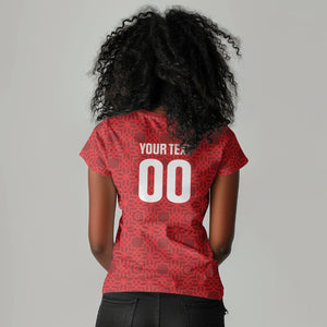 Tunisia Custom Women V-Neck T-Shirt Carthage Heritage Edition