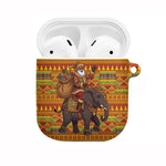 Ghana Christmas Santa African Elephant AirPods Case Kente Inspired Woven Geometric Blocks