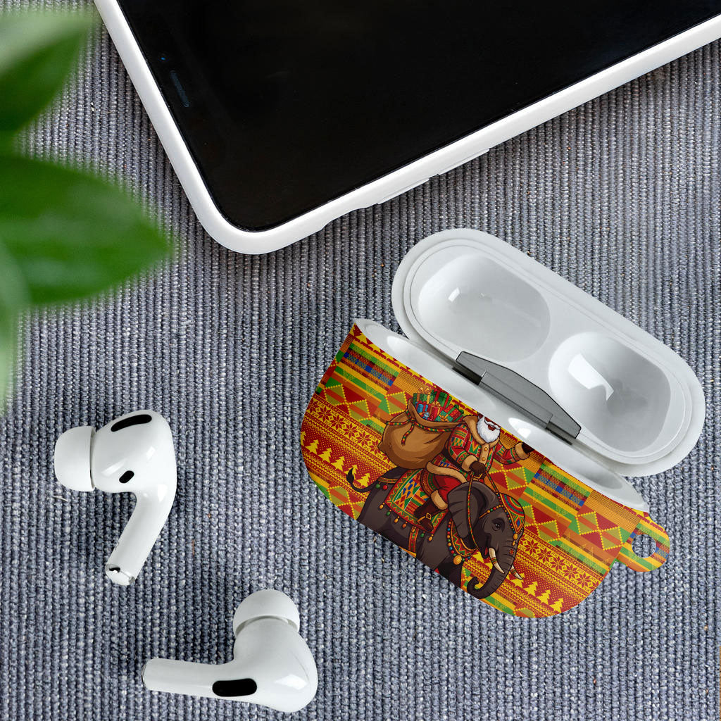 Ghana Christmas Santa African Elephant AirPods Case Kente Inspired Woven Geometric Blocks