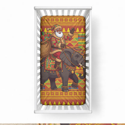 Ghana Christmas Santa African Elephant Baby Bed Cover Kente Inspired Woven Geometric Blocks