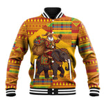 Ghana Christmas Santa African Elephant Baseball Jacket Kente Inspired Woven Geometric Blocks