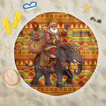 Ghana Christmas Santa African Elephant Beach Blanket Kente Inspired Woven Geometric Blocks