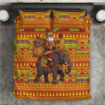 Ghana Christmas Santa African Elephant Bedding Set Kente Inspired Woven Geometric Blocks