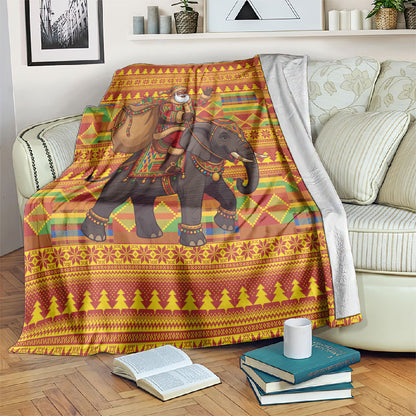 Ghana Christmas Santa African Elephant Blanket Kente Inspired Woven Geometric Blocks