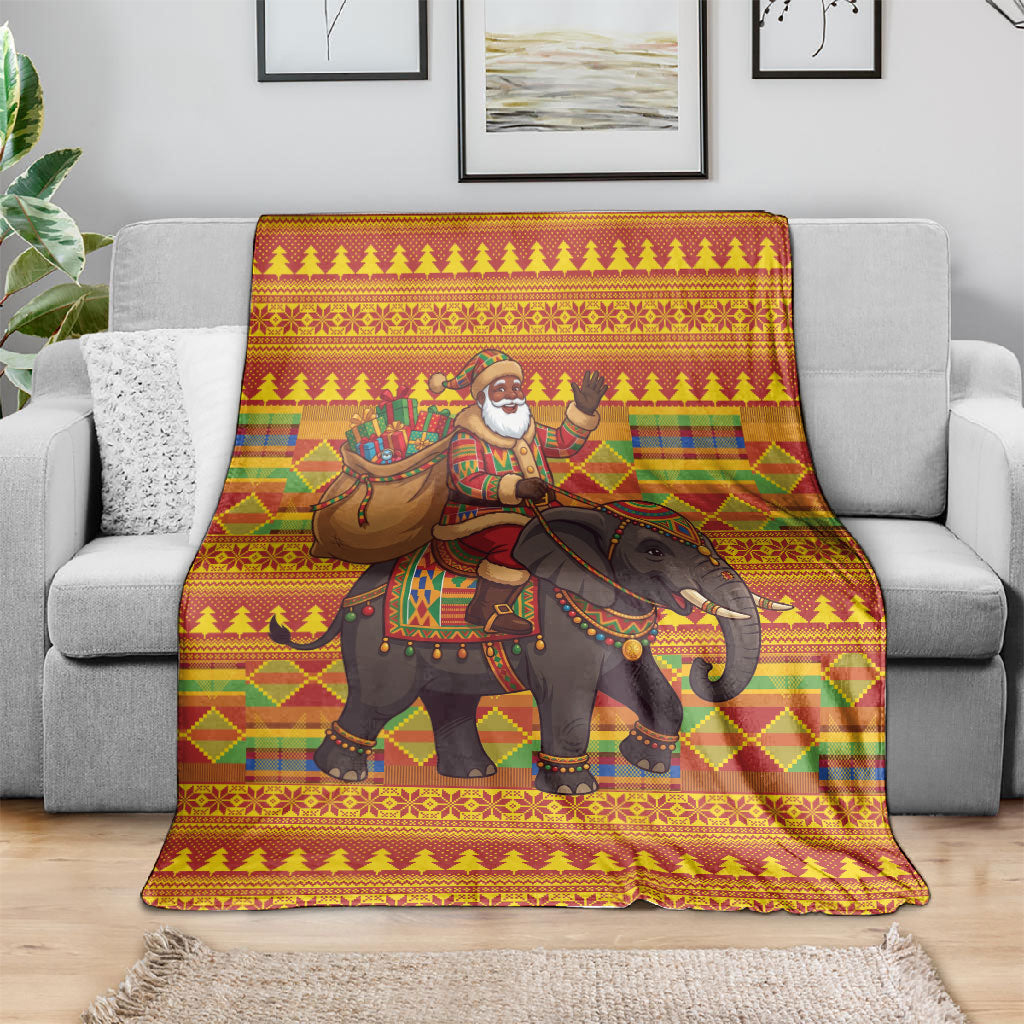 Ghana Christmas Santa African Elephant Blanket Kente Inspired Woven Geometric Blocks